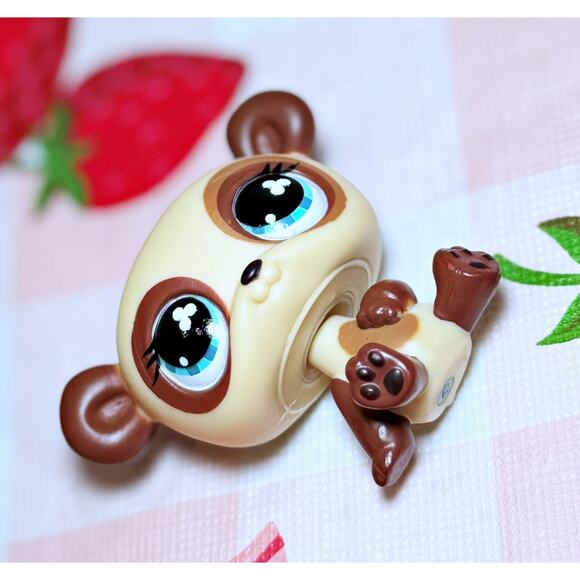 Authentic Littlest Pet Shop LPS #612 Euro Teddy Panda Bear Aqua Clover Eyes - Picture 6 of 8